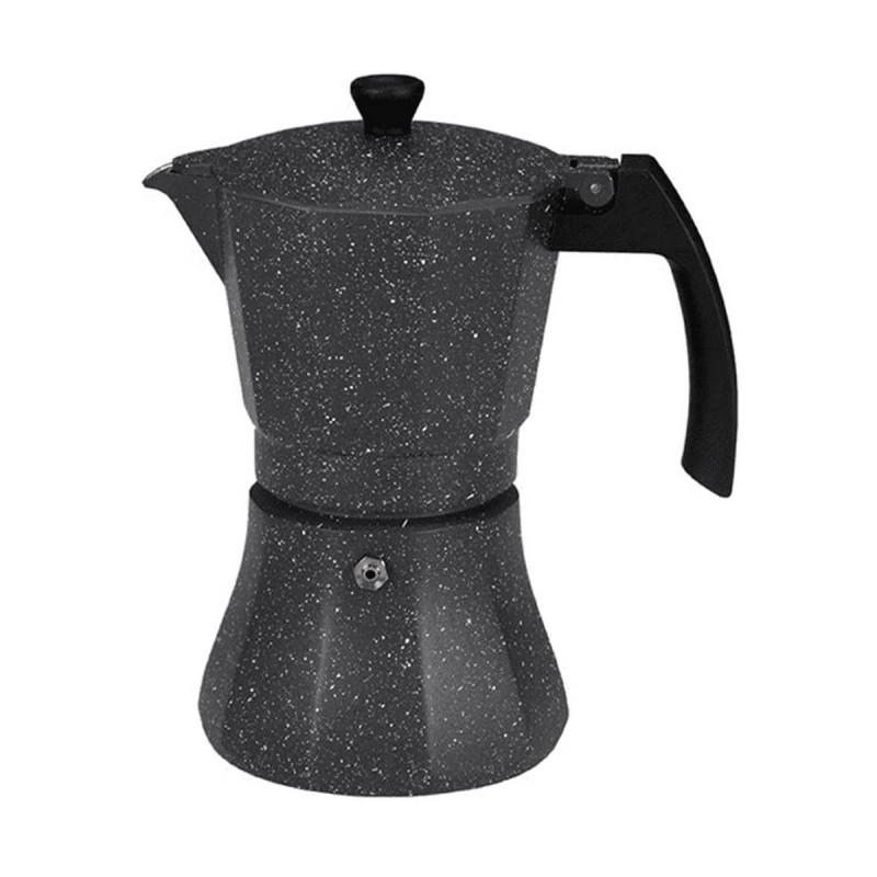 Cafetera Italiana EDM Negro Aluminio 12 Tazas Inducción