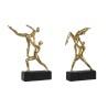 Figura Decorativa DKD Home Decor 21 x 5,5 x 25,5 cm Negro Dorado Gimnasta (2 Unidades)