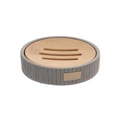 Jabonera DKD Home Decor 11 x 11 x 2,5 cm Gris Cemento