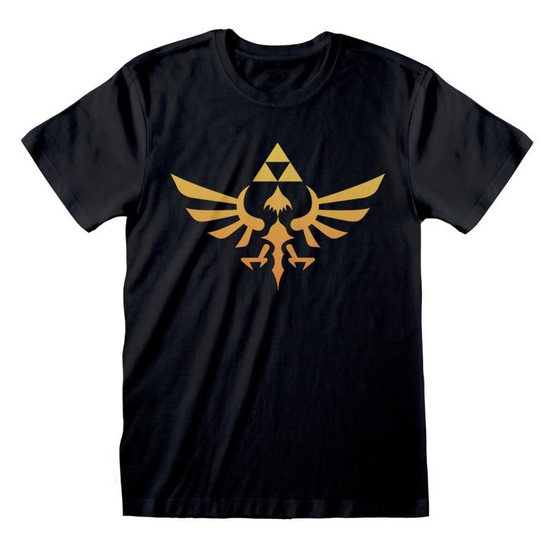 Camiseta de Manga Corta The Legend of Zelda Hyrule Logo Negro Unisex