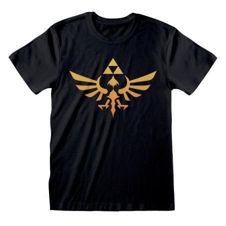 Camiseta de Manga Corta The Legend of Zelda Hyrule Logo Negro Unisex