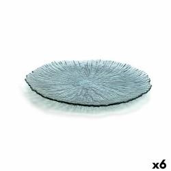 Plato Llano Quid Mar de Viento Turquesa Vidrio (Ø 32 cm) (Pack 6x)