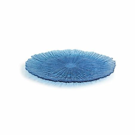 Plato Llano Quid Mar de Viento Azul Vidrio (Ø 28 cm) (Pack 6x)