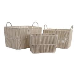 Juego de Cestas DKD Home Decor Beige Metal 39 x 29 x 31 cm 3 Piezas