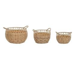 Juego de Cestas DKD Home Decor Natural Metal Polietileno 38 x 38 x 34 cm 38 x 38 x 27 cm 3 Piezas