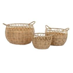 Juego de Cestas DKD Home Decor Natural Metal Polietileno 38 x 38 x 34 cm 38 x 38 x 27 cm 3 Piezas