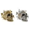 Figura Decorativa DKD Home Decor Dorado Plateado Calavera 16,5 x 10,5 x 11,5 cm (2 Unidades)