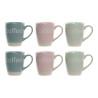 Taza Mug DKD Home Decor Multicolor Azul Rosa Madera de caucho Verde Gres 160 ml (3 Unidades) (7 pcs)