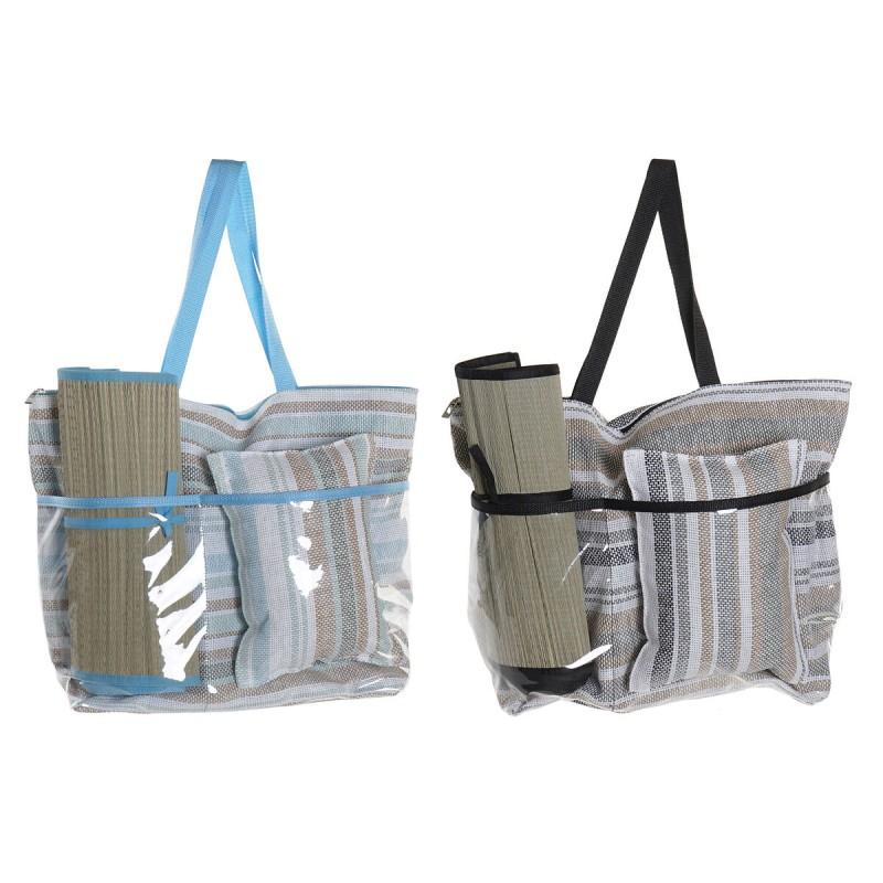 Bolsa de Playa DKD Home Decor 44 x 23 x 62 cm Lienzo Gris Azul Marrón Verde PVC (2 Unidades)