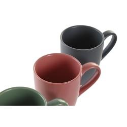 Juego de 4 Tazas Mug DKD Home Decor Verde Rosa Natural Gris oscuro Gres 160 ml 17 x 12 x 39 cm