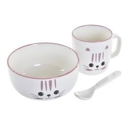 Set de Menaje Infantil DKD Home Decor Gato