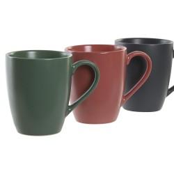 Juego de 4 Tazas Mug DKD Home Decor Verde Rosa Gris oscuro Gres 300 ml 19 x 13 x 31 cm