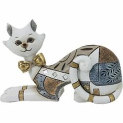 Figura Decorativa DKD Home Decor Blanco Dorado Gato 22,5 x 8 x 15 cm (2 Unidades)