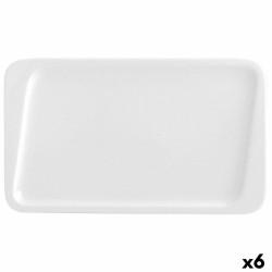 Plato de Postre Quid Chef Cerámica Blanco 25 x 15 cm (6 Unidades) (Pack 6x)