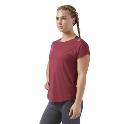 Camiseta de Manga Corta Mujer Reebok Work Mesh Rojo Oscuro