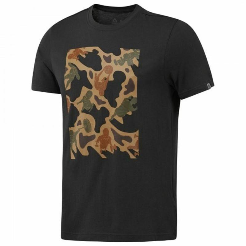 Camiseta de Manga Corta Hombre Reebok Sportswear Training Camuflaje Negro