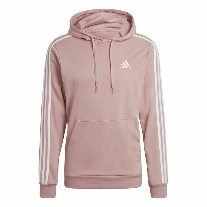 Sudadera con Capucha Hombre Adidas Essentials Wonder Mauve 3 Stripes Rosa