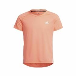 Camiseta de Manga Corta Infantil Adidas Aeroready Three Stripes Salmón