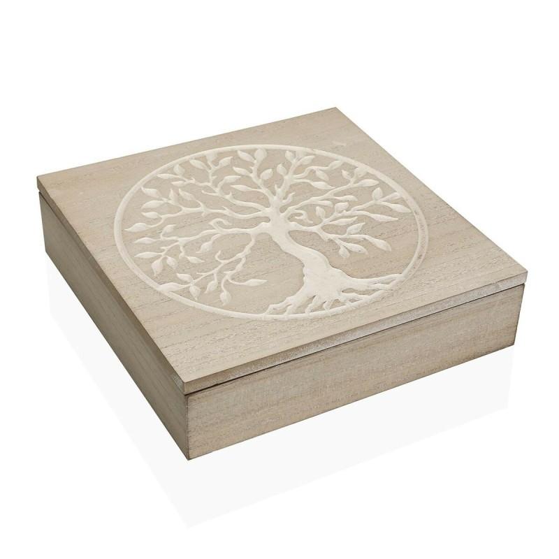 Caja Decorativa Versa Árbol Madera 24 x 6 x 24 cm