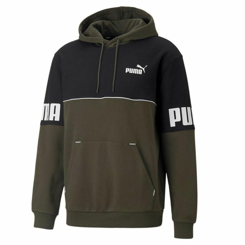 Sudadera con Capucha Hombre Puma Power Colorblock Verde Negro