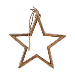 Adorno Navideño Estrella Purpurina Silueta 28,5 x 6 x 56 cm Plateado Madera