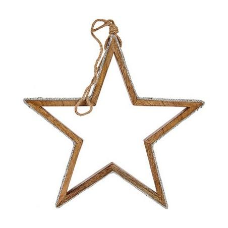 Adorno Navideño Estrella Purpurina Silueta 31 x 5,5 x 60 cm Plateado Madera