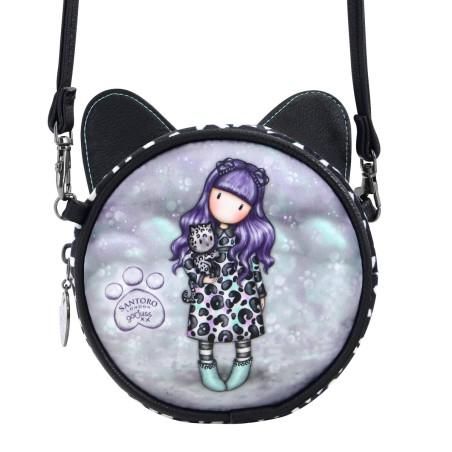 Bolso Bandolera Gorjuss Smitten kitten Negro Blanco (13,5 x 5,5 x 13,5 cm)