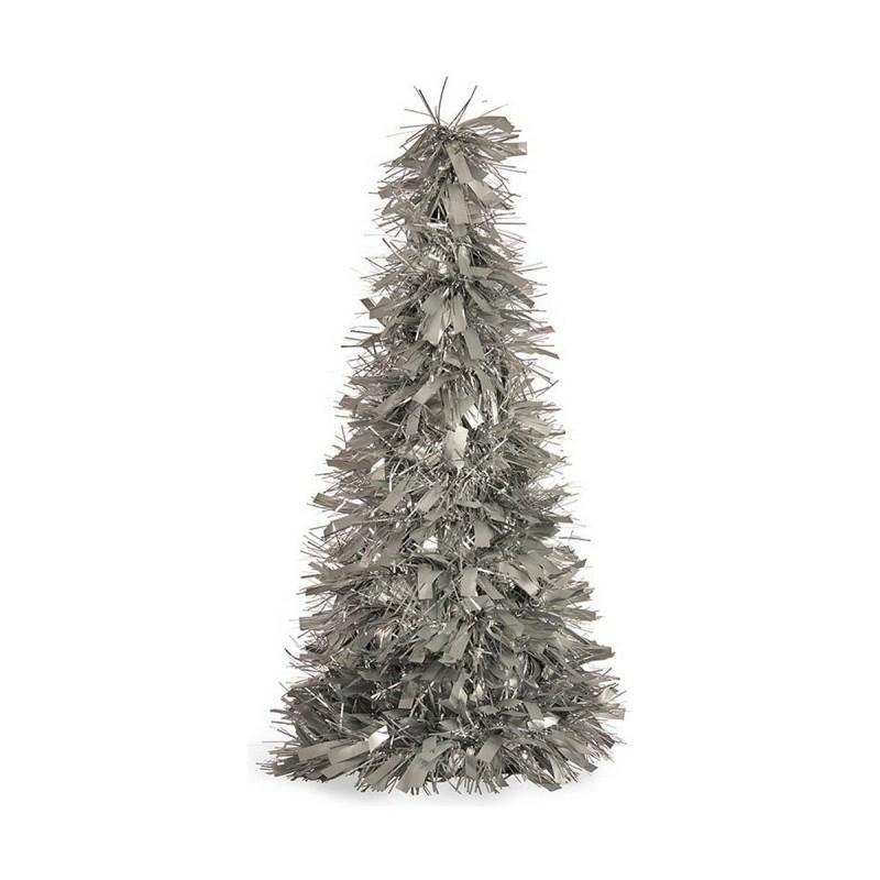 Árbol de Navidad Mate Espumillón 18 x 18 x 45,5 cm Plateado Plástico Polipropileno