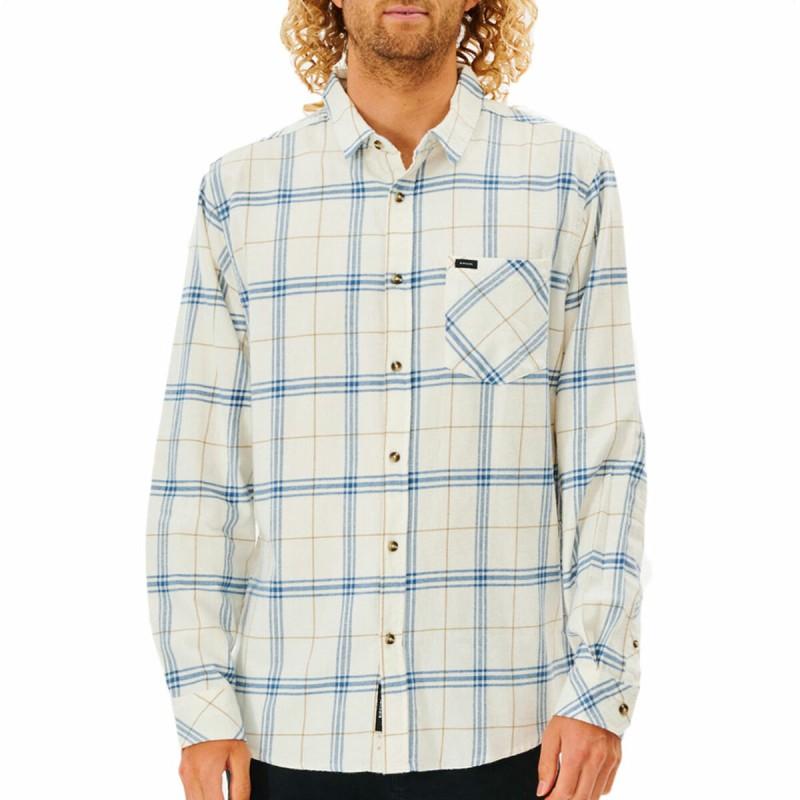 Camisa de Manga Larga Hombre Rip Curl Checked in Flannel Franela Blanco