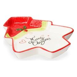 Centro de Mesa Árbol de Navidad Papá Noel 19,6 x 3 x 23 cm Cerámica Rojo Blanco