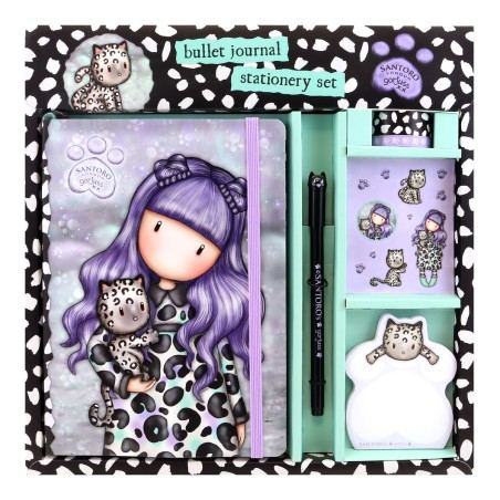 Set de Papelería Gorjuss Smitten kitten Morado Negro Blanco