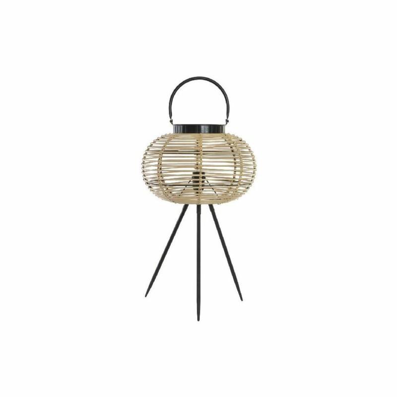 Lámpara de mesa DKD Home Decor Negro Metal Marrón Bambú (34 x 34 x 56 cm)