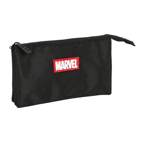 Portatodo Triple Marvel Negro (22 x 12 x 3 cm)