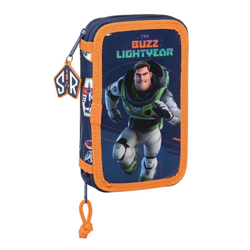 Plumier Doble Buzz Lightyear Azul marino (28 piezas)