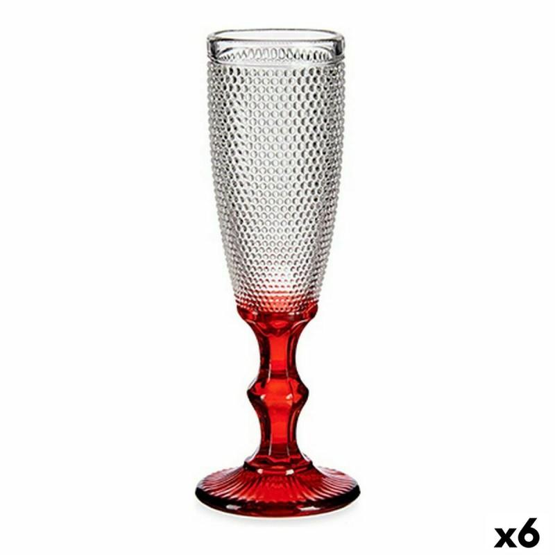 Copa de champán Rojo Transparente Puntos Vidrio 6 Unidades (180 ml)