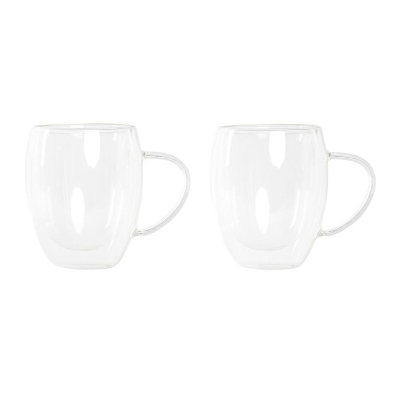 Juego de Tazas de Café DKD Home Decor Transparente Cristal Vidrio de Borosilicato 350 ml