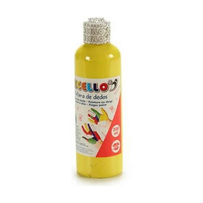 Pintura de Dedos 200 ml Amarillo 12 Unidades