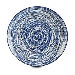 Plato Llano Rayas Porcelana Azul Blanco 6 Unidades (24 x 2,8 x 24 cm)