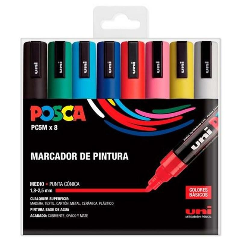 Set de Rotuladores Uni-Ball POSCA Basic PC-5M Multicolor 8 Piezas (8 Unidades)