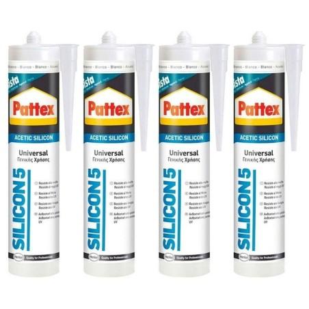 Pack de 4 Botes de Silicona Acetica Blanca Pattex 280ml