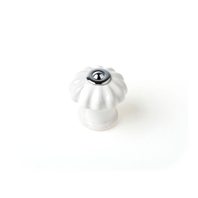 Pomo Rei e524 Redondo Porcelana Metal Blanco 4 Unidades (Ø 28 x 27 mm)