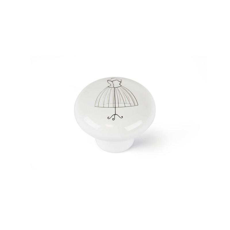 Pomo Rei e817 Redondo Blanco Porcelana Ilustrado 4 Unidades (Ø 40 x 32 mm)