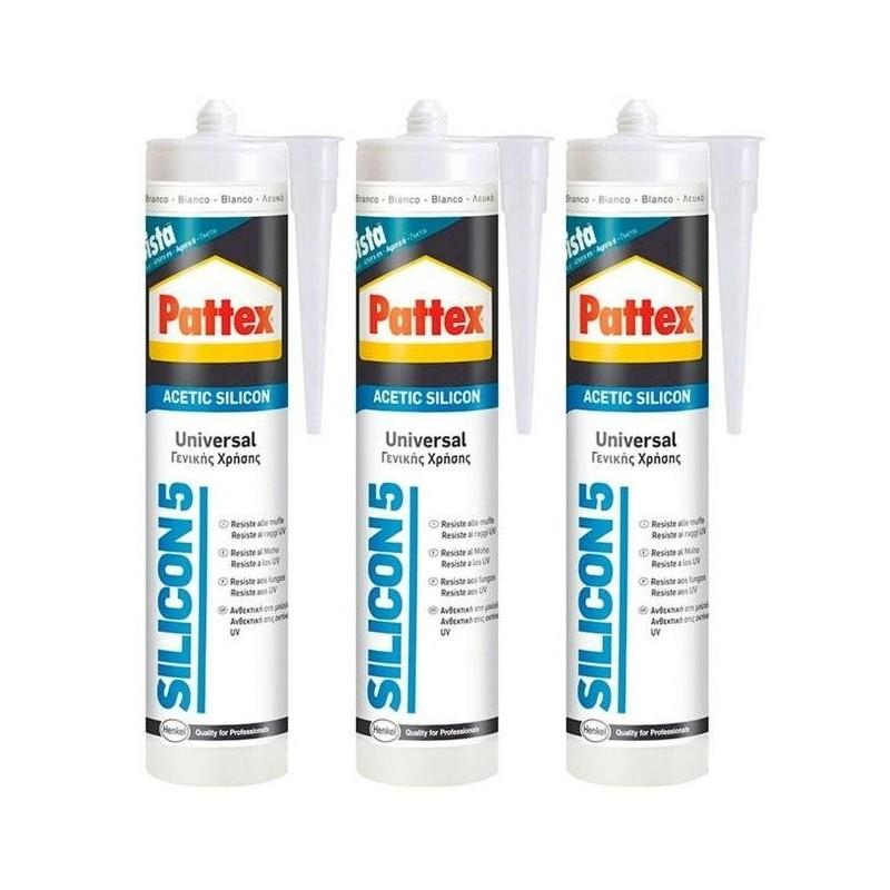 Pack de 3 Botes de Silicona Acetica Blanca Pattex 280ml