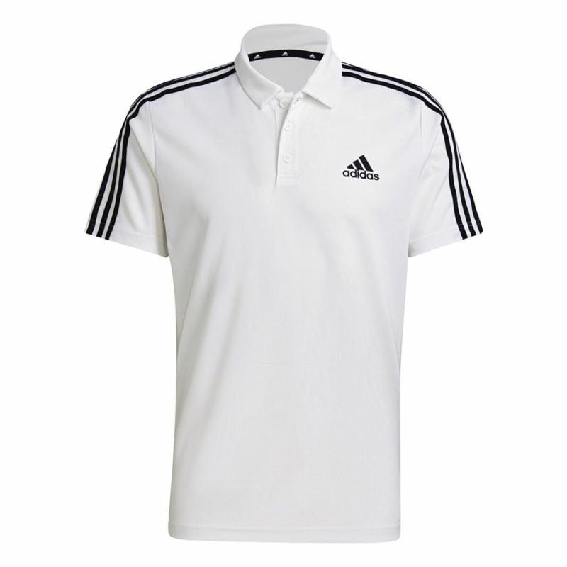 Polo de Manga Corta Hombre Adidas Primeblue 3 Stripes Blanco