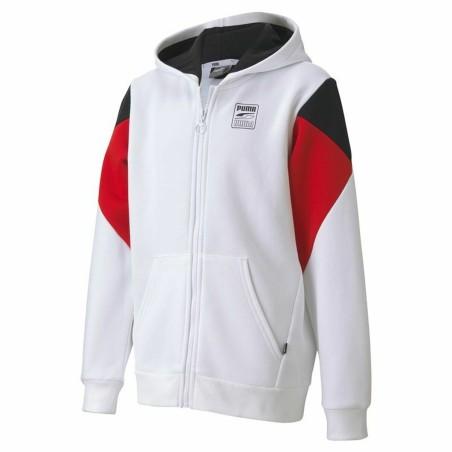 Chaqueta Deportiva para Niños Rebel Puma Block Full-Zip Hoodie  Blanco