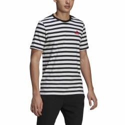 Camiseta de Manga Corta Hombre  Essentials Stripey  Adidas Embroidered Logo Negro