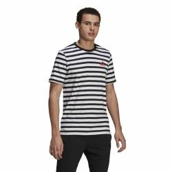 Camiseta de Manga Corta Hombre  Essentials Stripey  Adidas Embroidered Logo Negro