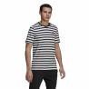 Camiseta de Manga Corta Hombre  Essentials Stripey  Adidas Embroidered Logo Negro