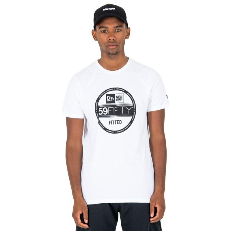 Camiseta de Manga Corta Hombre New Era  Essential Visor Sticker Blanco