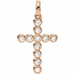 Collar Mujer Amen CROCE PICCOLA ARGENTO IP ORO ROSA E ZIRCONI